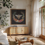 Late Summer Harvest VIII by Mary Urban. Shown in a natural wood frame in a cozy modern living room. Available as an archival giclee rolled canvas, fine art paper, or poster print. SKU 81210a.