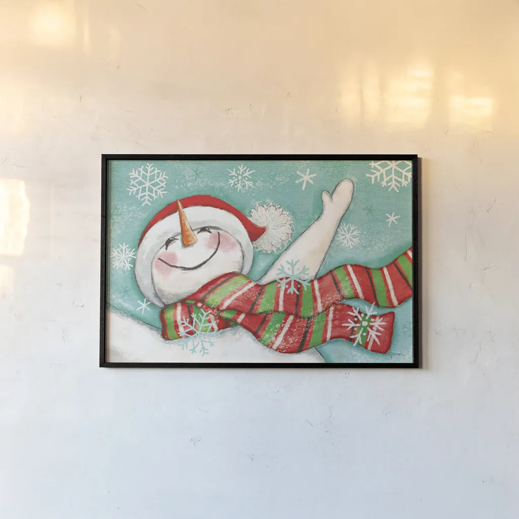 Let it Snow I Eyes Open by Mary Urban. shown as a paper print in a black flame. Available as a archival giclee rolled canvas, fine art paper, or poster print. SKU 46159i.