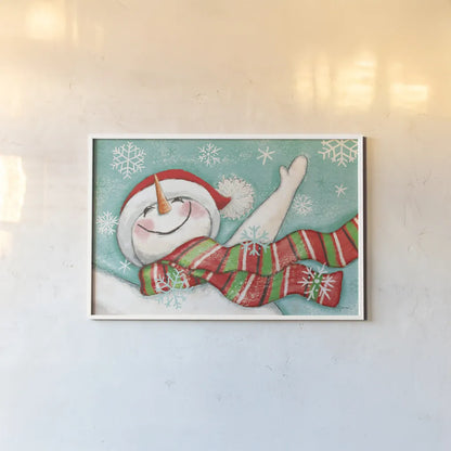 Let it Snow I Eyes Open by Mary Urban. shown as a paper print in a white frame. Available as a archival giclee rolled canvas, fine art paper, or poster print. SKU 46159i.