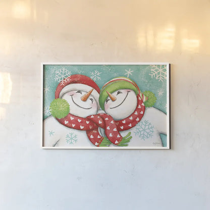 Let it Snow II Eyes Open by Mary Urban. shown as a paper print in a white frame. Available as a archival giclee rolled canvas, fine art paper, or poster print. SKU 46160i.
