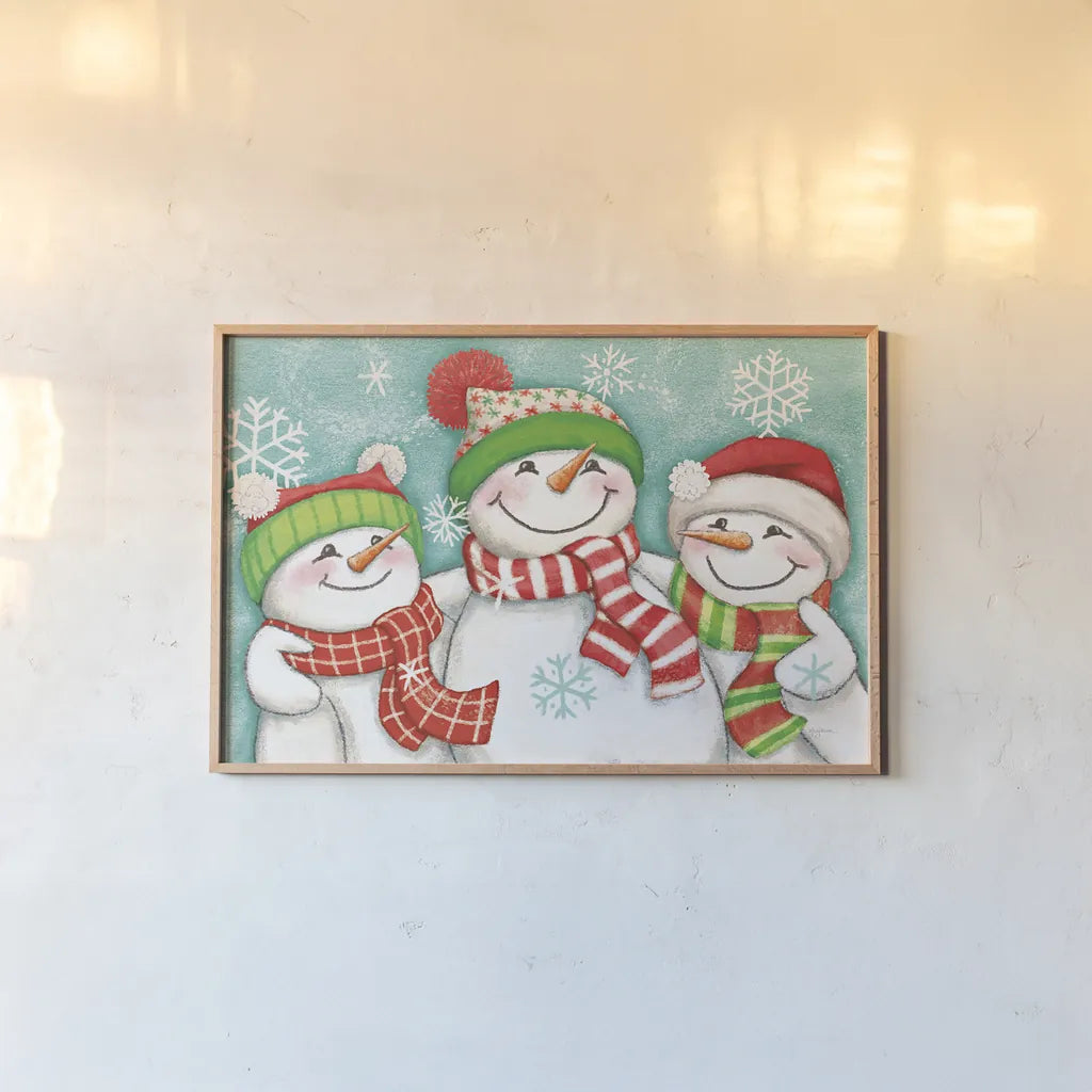 Let it Snow III Eyes Open by Mary Urban. shown as a paper print in a natural frame. Available as a archival giclee rolled canvas, fine art paper, or poster print. SKU 46161i.