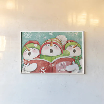 Let it Snow IV by Mary Urban. shown as a paper print in a white frame. Available as a archival giclee rolled canvas, fine art paper, or poster print. SKU 45310i.