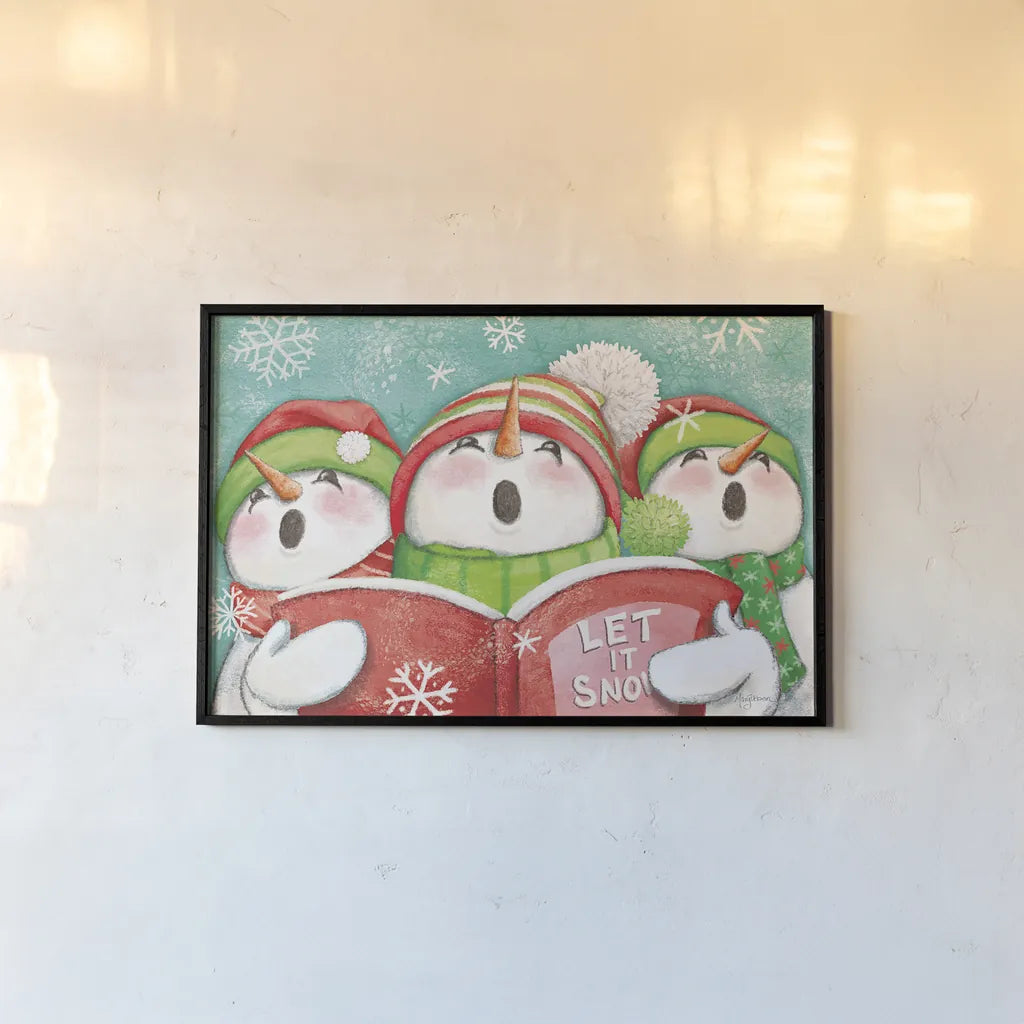 Let it Snow IV Eyes Open by Mary Urban. shown as a paper print in a black flame. Available as a archival giclee rolled canvas, fine art paper, or poster print. SKU 45900i.