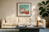 Let it Snow V by Mary Urban. Displayed in a glass frame with matte in a clean modern living room. Available as an archival giclee rolled canvas, fine art paper, or poster print. SKU 45311a.