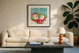 Let it Snow VI by Mary Urban. Displayed in a glass frame with matte in a clean modern living room. Available as an archival giclee rolled canvas, fine art paper, or poster print. SKU 45312a.
