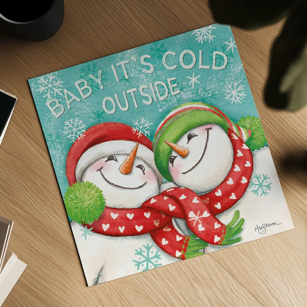 Let it Snow VI Eyes Open by Mary Urban. Shown as a detailed flat fine art print, highlighting archival giclee quality. Available as an archival giclee rolled canvas, fine art paper, or poster print. SKU 46163a.