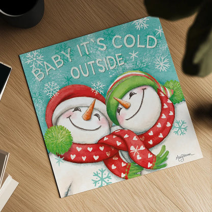 Let it Snow VI Eyes Open by Mary Urban. Shown as a detailed flat fine art print, highlighting archival giclee quality. Available as an archival giclee rolled canvas, fine art paper, or poster print. SKU 46163a.