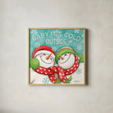 Let it Snow VI Eyes Open by Mary Urban. Shown in a natural wood glass frame for a timeless modern aesthetic. Available as an archival giclee rolled canvas, fine art paper, or poster print. SKU 46163a.