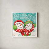 Let it Snow VI Eyes Open by Mary Urban. Shown in a crisp white glass frame for a clean and minimalist style. Available as an archival giclee rolled canvas, fine art paper, or poster print. SKU 46163a.