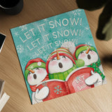 Let it Snow VIII Eyes Open by Mary Urban. Shown as a detailed flat fine art print, highlighting archival giclee quality. Available as an archival giclee rolled canvas, fine art paper, or poster print. SKU 46165a.