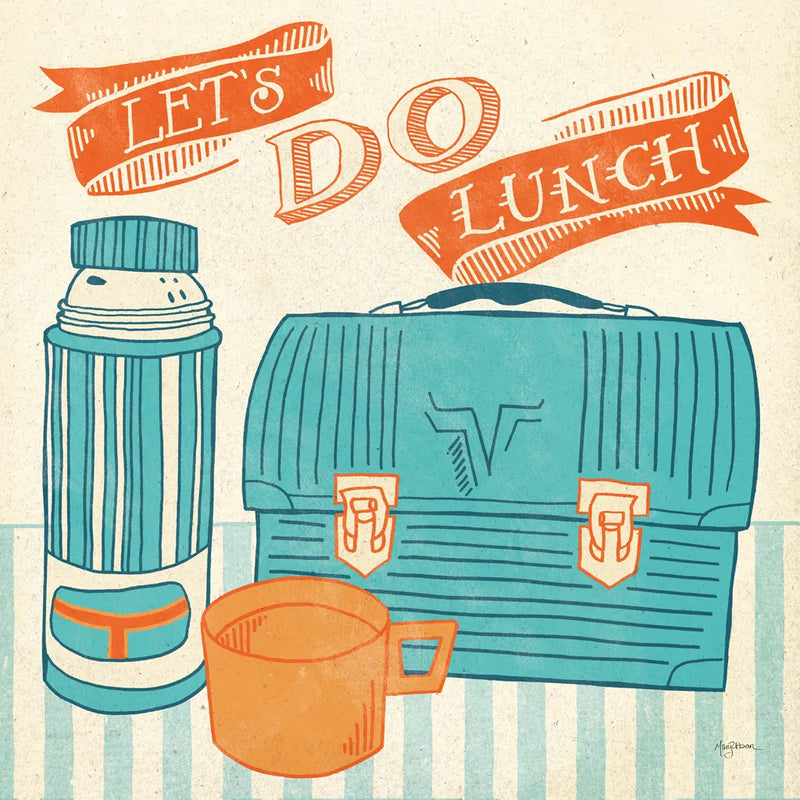 Lets Do Lunch Orange by Mary Urban. SKU 30510a. Archival Giclee Fine art print for wall decor.
