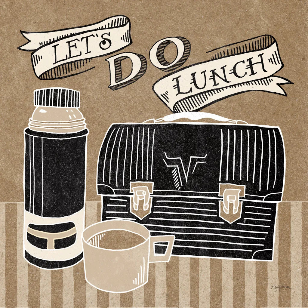 Lets Do Lunch Taupe by Mary Urban. SKU 20960a. Archival Giclee Fine art print for wall decor.
