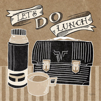 Lets Do Lunch Taupe by Mary Urban. SKU 20960a. Archival Giclee Fine art print for wall decor.