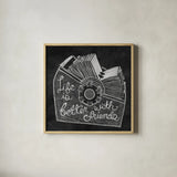 Life is Better Chalk by Mary Urban. Shown in a natural wood glass frame for a timeless modern aesthetic. Available as an archival giclee rolled canvas, fine art paper, or poster print. SKU 25592a.