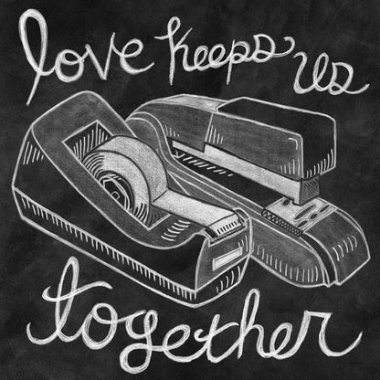 Love Keeps Us Together Chalk by Mary Urban. SKU 25593a. Archival Giclee Fine art print for wall decor.