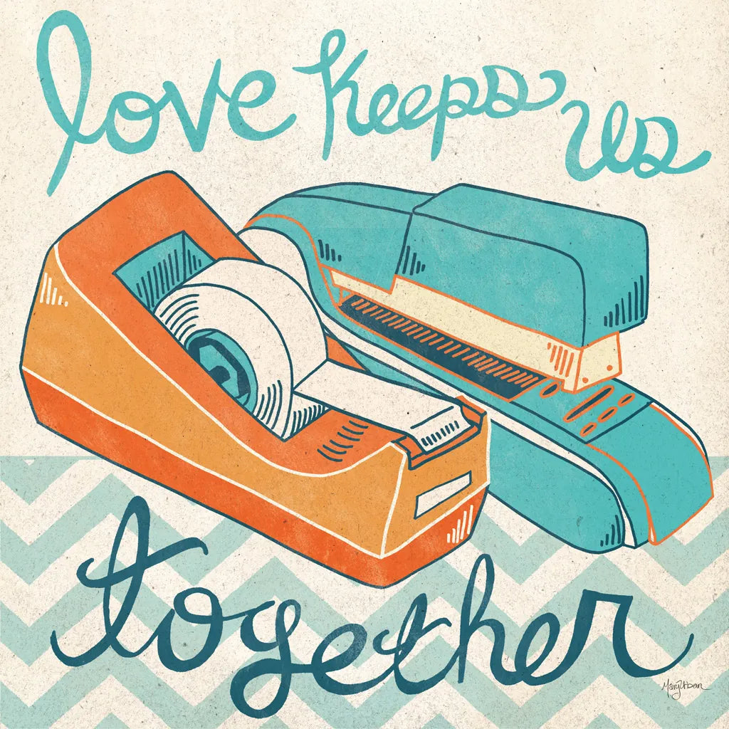 Love Keeps Us Together Orange by Mary Urban. SKU 30512a. Archival Giclee Fine art print for wall decor.