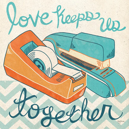 Love Keeps Us Together Orange by Mary Urban. SKU 30512a. Archival Giclee Fine art print for wall decor.