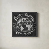 Love Makes by Mary Urban. Shown in a sleek black glass frame for a contemporary gallery look. Available as an archival giclee rolled canvas, fine art paper, or poster print. SKU 18641a.