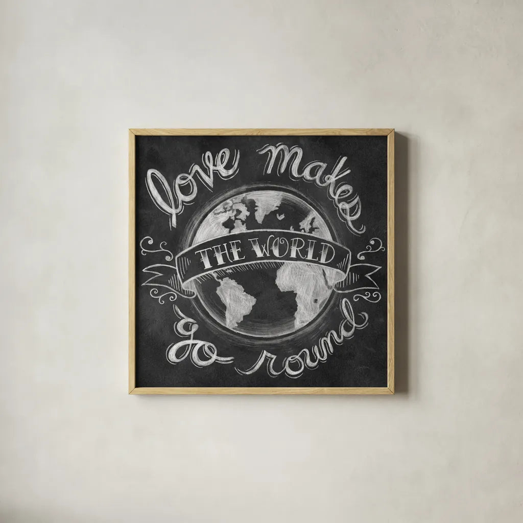 Love Makes by Mary Urban. Shown in a natural wood glass frame for a timeless modern aesthetic. Available as an archival giclee rolled canvas, fine art paper, or poster print. SKU 18641a.