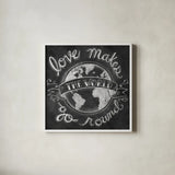 Love Makes by Mary Urban. Shown in a crisp white glass frame for a clean and minimalist style. Available as an archival giclee rolled canvas, fine art paper, or poster print. SKU 18641a.
