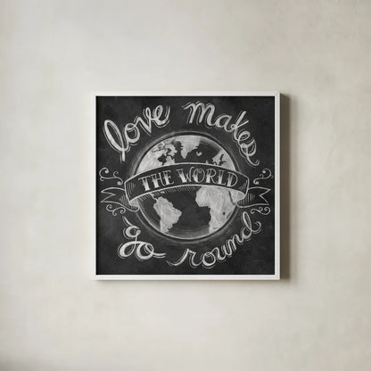 Love Makes by Mary Urban. Shown in a crisp white glass frame for a clean and minimalist style. Available as an archival giclee rolled canvas, fine art paper, or poster print. SKU 18641a.