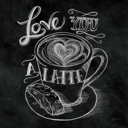 Love You a Latte  No Border Square - 12x12 by Mary Urban. SKU 13807a. Archival Giclee Fine art print for wall decor.