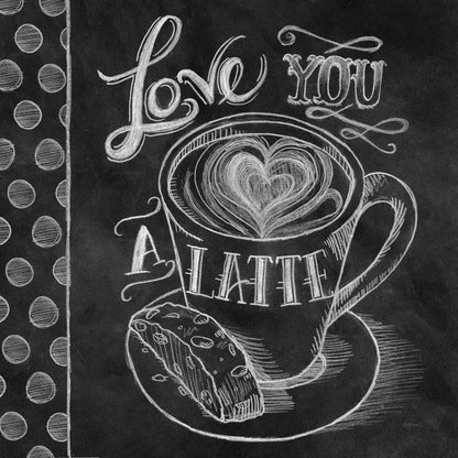 Love You a Latte by Mary Urban. SKU 19841a. Archival Giclee Fine art print for wall decor.