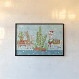 Lovely Llamas Christmas I by Mary Urban. shown as a paper print in a black flame. Available as a archival giclee rolled canvas, fine art paper, or poster print. SKU 47233i.