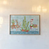 Lovely Llamas Christmas I by Mary Urban. shown as a paper print in a natural frame. Available as a archival giclee rolled canvas, fine art paper, or poster print. SKU 47233i.
