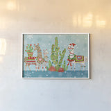 Lovely Llamas Christmas I by Mary Urban. shown as a paper print in a white frame. Available as a archival giclee rolled canvas, fine art paper, or poster print. SKU 47233i.