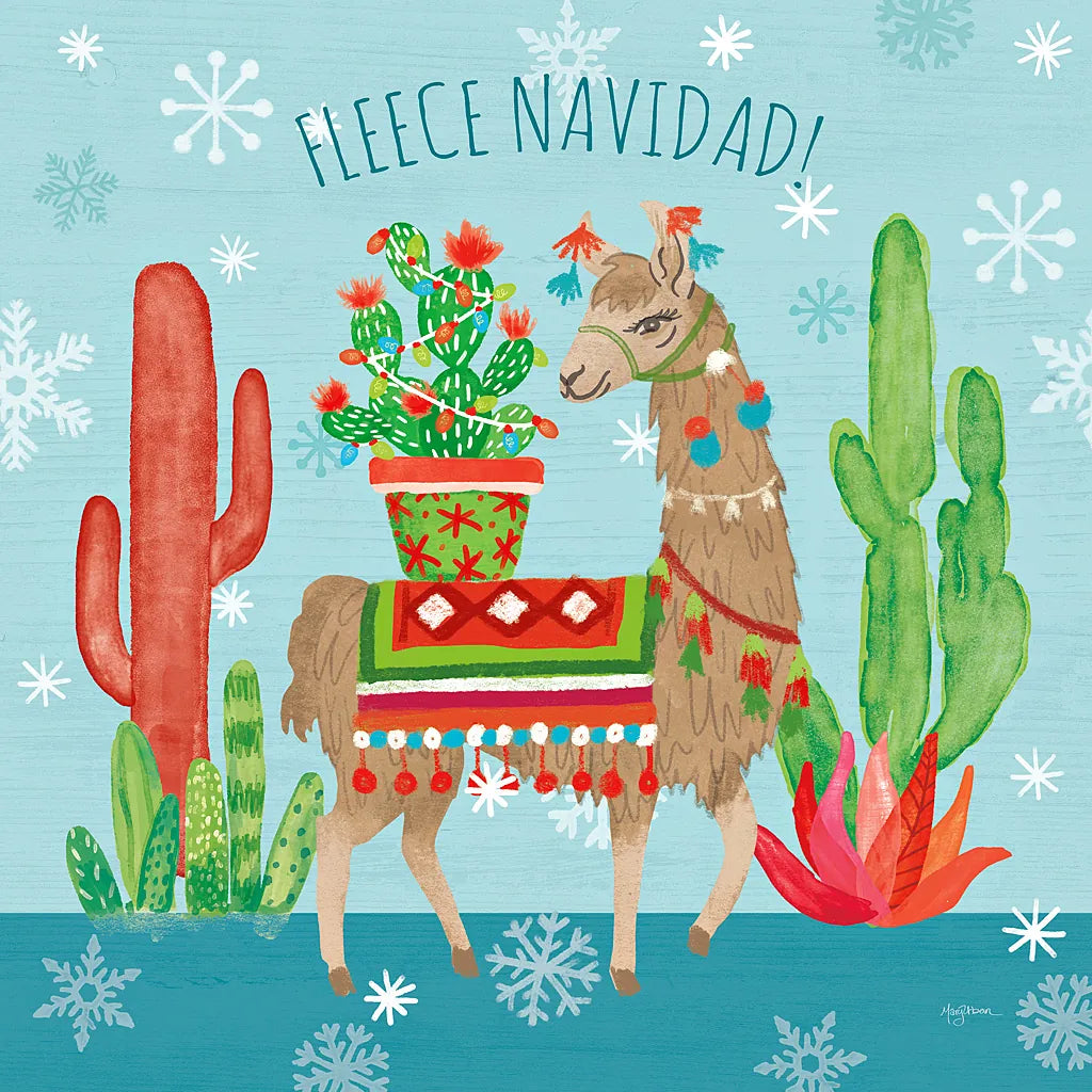 Lovely Llamas Christmas III by Mary Urban. SKU 47235a. Archival Giclee Fine art print for wall decor.