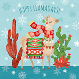 Lovely Llamas Christmas IV by Mary Urban. SKU 47236a. Archival Giclee Fine art print for wall decor.