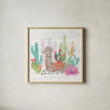 Lovely Llamas I by Mary Urban. Shown in a natural wood glass frame for a timeless modern aesthetic. Available as an archival giclee rolled canvas, fine art paper, or poster print. SKU 38792a.