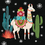 Lovely Llamas II Christmas Black by Mary Urban. SKU 43976a. Archival Giclee Fine art print for wall decor.