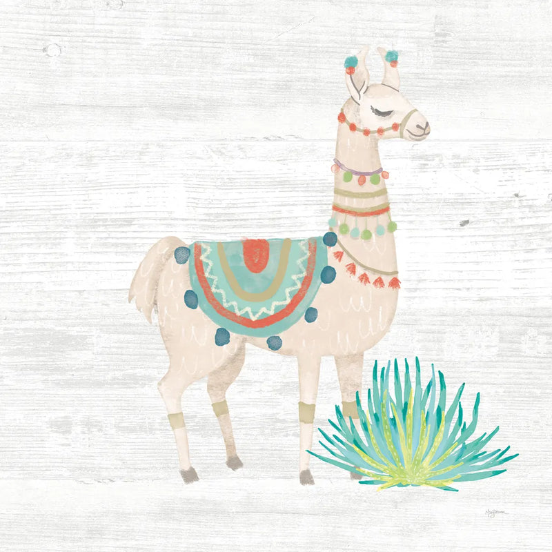 Lovely Llamas II no Cactus by Mary Urban. SKU 41660a. Archival Giclee Fine art print for wall decor.