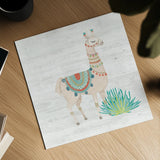 Lovely Llamas II no Cactus by Mary Urban. Shown as a detailed flat fine art print, highlighting archival giclee quality. Available as an archival giclee rolled canvas, fine art paper, or poster print. SKU 41660a.