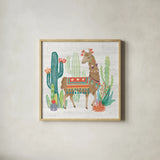 Lovely Llamas III by Mary Urban. Shown in a natural wood glass frame for a timeless modern aesthetic. Available as an archival giclee rolled canvas, fine art paper, or poster print. SKU 38794a.