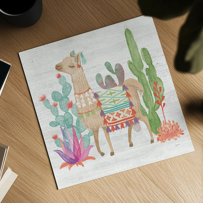 Lovely Llamas IV by Mary Urban. Shown as a detailed flat fine art print, highlighting archival giclee quality. Available as an archival giclee rolled canvas, fine art paper, or poster print. SKU 38795a.