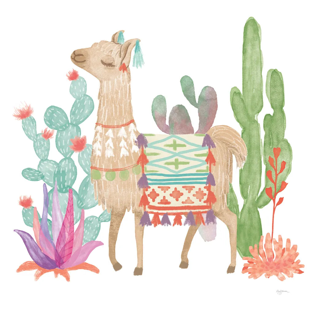 Lovely Llamas IV on White by Mary Urban. SKU 39318a. Archival Giclee Fine art print for wall decor.