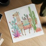 Lovely Llamas IV on White by Mary Urban. Shown as a detailed flat fine art print, highlighting archival giclee quality. Available as an archival giclee rolled canvas, fine art paper, or poster print. SKU 39318a.
