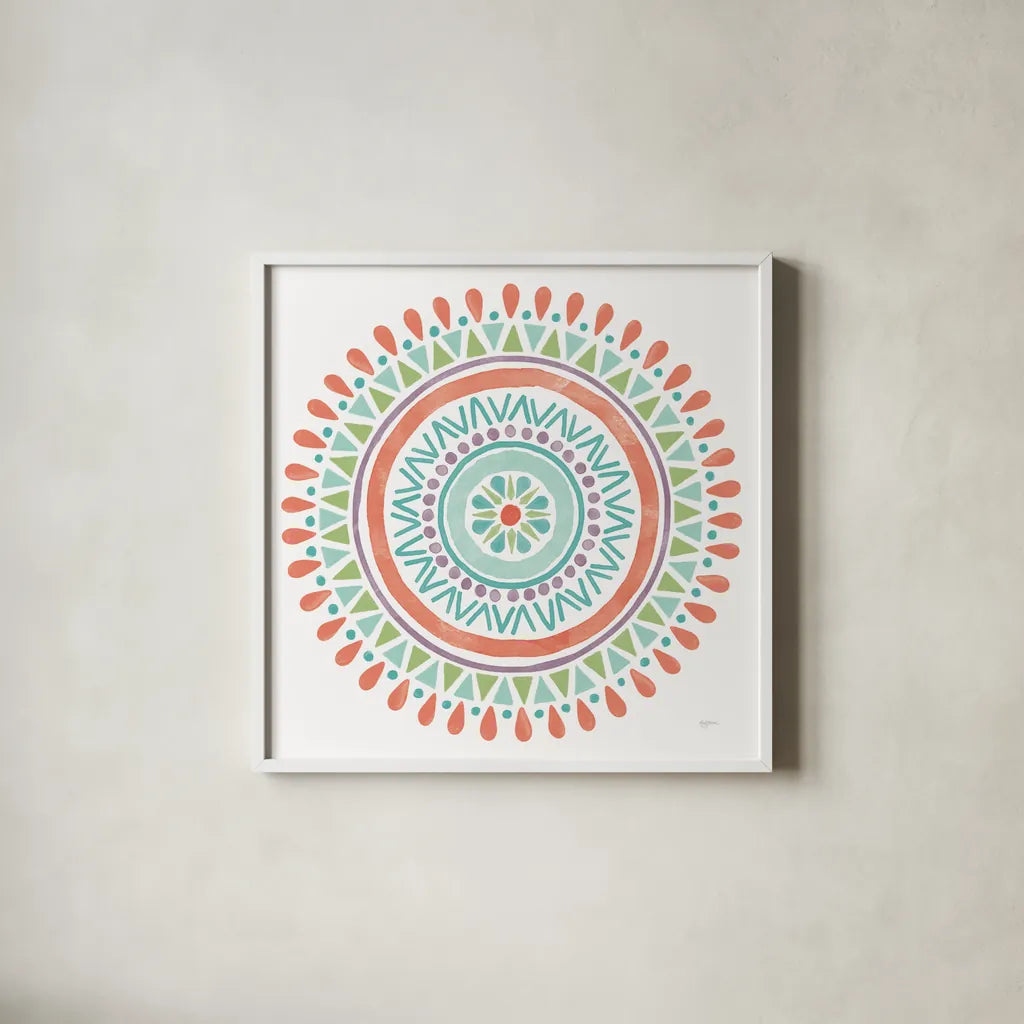 Lovely Llamas Mandala I on White by Mary Urban. Shown in a crisp white glass frame for a clean and minimalist style. Available as an archival giclee rolled canvas, fine art paper, or poster print. SKU 39316a.