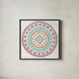 Lovely Llamas Mandala II by Mary Urban. Shown in a sleek black glass frame for a contemporary gallery look. Available as an archival giclee rolled canvas, fine art paper, or poster print. SKU 38798a.