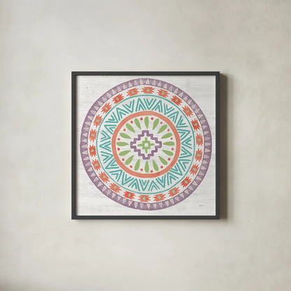 Lovely Llamas Mandala II by Mary Urban. Shown in a sleek black glass frame for a contemporary gallery look. Available as an archival giclee rolled canvas, fine art paper, or poster print. SKU 38798a.