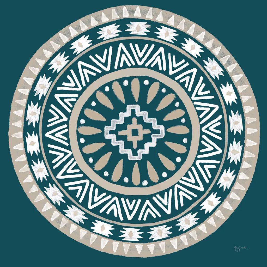 Lovely Llamas Mandala II Blue Green by Mary Urban. SKU 55559a. Archival Giclee Fine art print for wall decor.