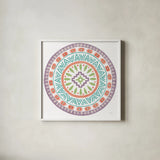 Lovely Llamas Mandala II on White by Mary Urban. Shown in a crisp white glass frame for a clean and minimalist style. Available as an archival giclee rolled canvas, fine art paper, or poster print. SKU 39317a.