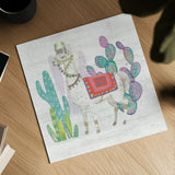Lovely Llamas V by Mary Urban. Shown as a detailed flat fine art print, highlighting archival giclee quality. Available as an archival giclee rolled canvas, fine art paper, or poster print. SKU 38796a.