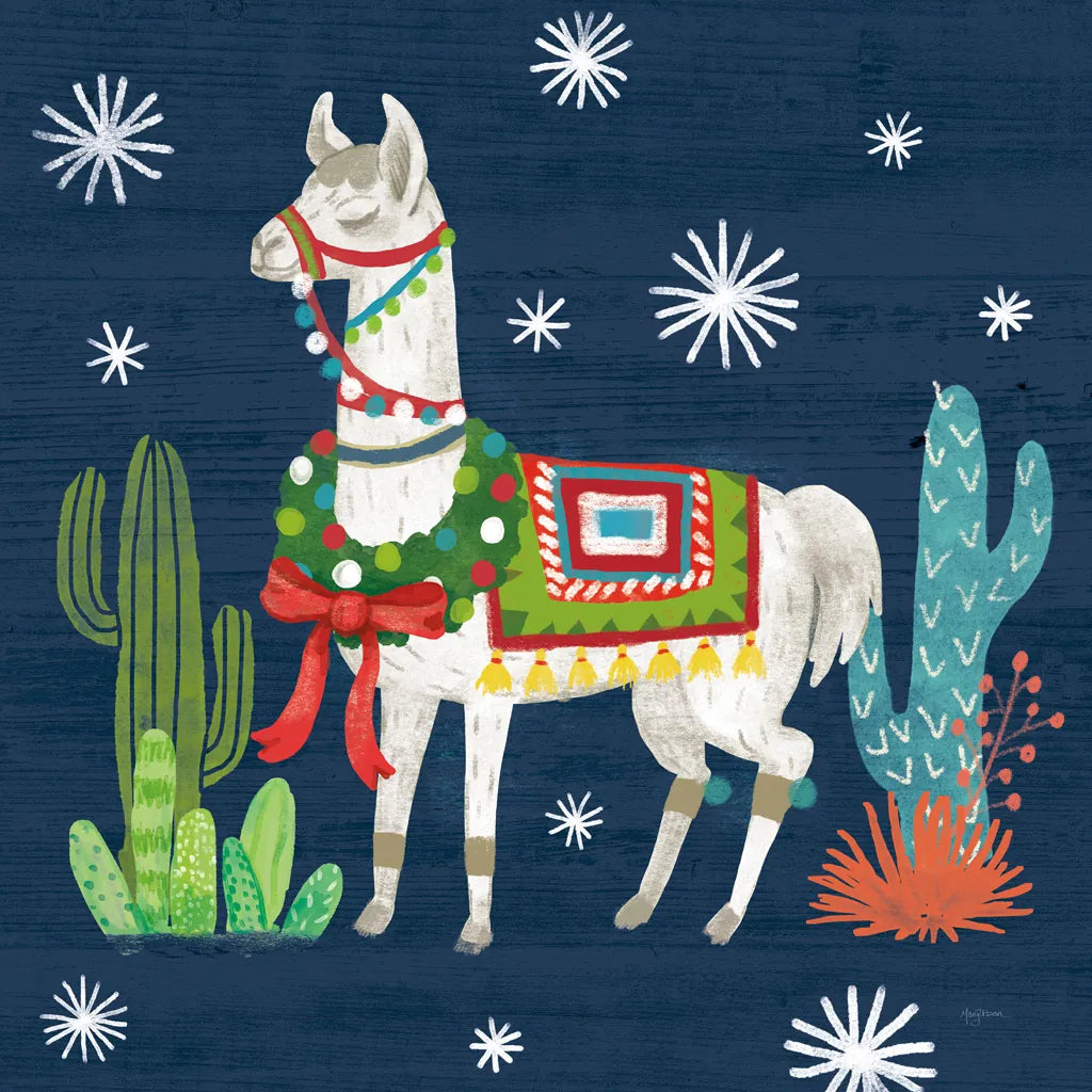 Lovely Llamas V Christmas by Mary Urban. SKU 42832a. Archival Giclee Fine art print for wall decor.