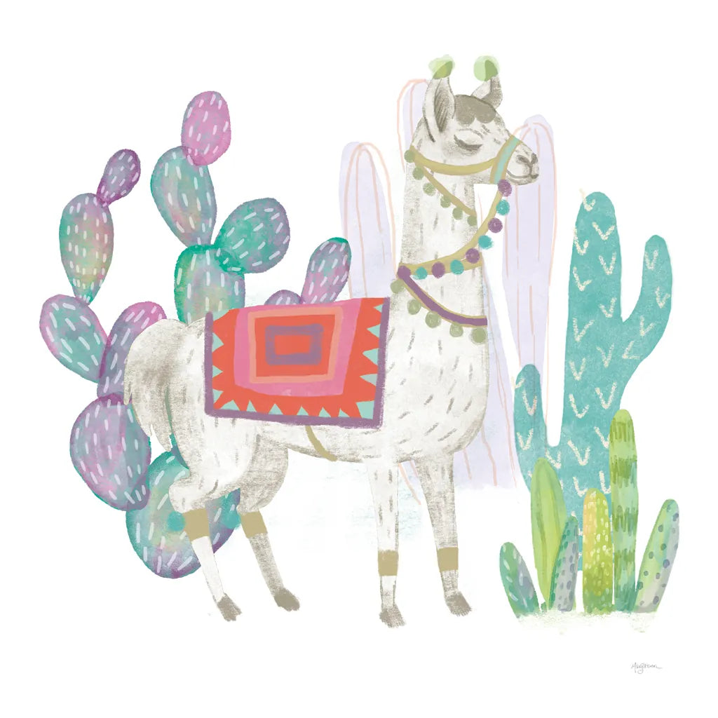 Lovely Llamas V v2 on White by Mary Urban. SKU 39319a. Archival Giclee Fine art print for wall decor.