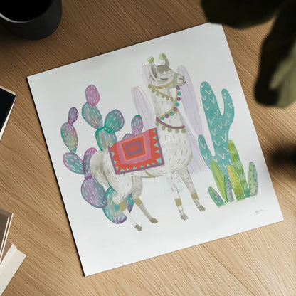 Lovely Llamas V v2 on White by Mary Urban. Shown as a detailed flat fine art print, highlighting archival giclee quality. Available as an archival giclee rolled canvas, fine art paper, or poster print. SKU 39319a.