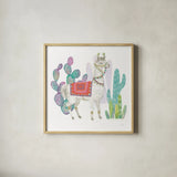 Lovely Llamas V v2 on White by Mary Urban. Shown in a natural wood glass frame for a timeless modern aesthetic. Available as an archival giclee rolled canvas, fine art paper, or poster print. SKU 39319a.